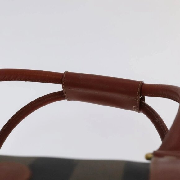 FENDI Pecan Canvas Boston Bag 2way Brown Black gold Auth - Picture 9 of 16